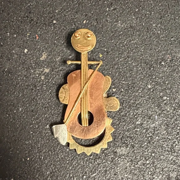 Gold and Copper Abstract Brooch - Picture 1 of 2